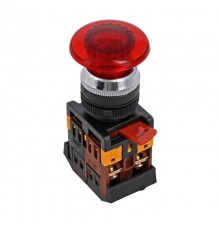 Кнопка AELA-22 "Грибок" красная с подсветкой NO+NC 220В EKF PROxima  pbn-aela-1r-220  EKF