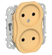 FLITE Розетка 2-ая без заземления без шторок 10А РС02-0-ФлЗ золотарникIEK  FI-R20-10-K90  IEK