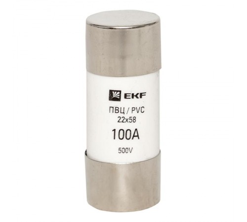 Плавкая вставка цилиндрическая ПВЦ (22х58) 100А  pvc-22x58-100  EKF