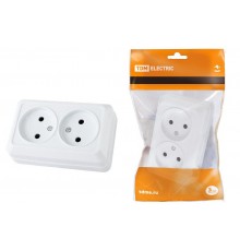 Розетка двойная 2П открытой установки IP20 10А, белая "Ладога"   SQ1801-0017  TDM