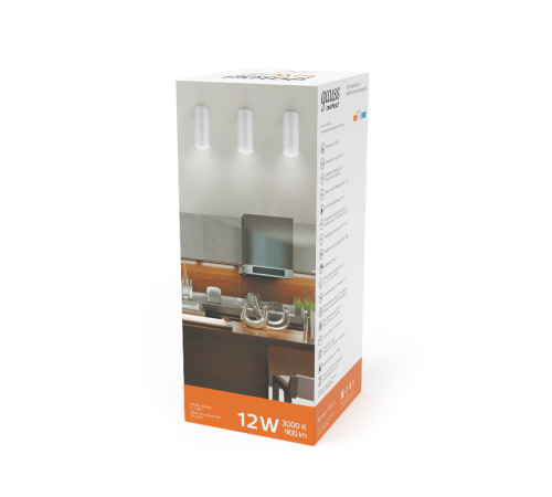 Светильник светодиодный  накладной HD031 12W (белый/белый) 3000K 79x200мм, 1/10  HD031  Gauss