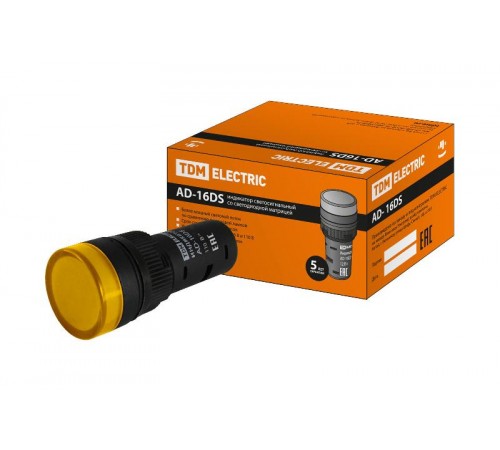 Лампа AD-16DS(LED)матрица d16мм желтый 110В AC/DC   SQ0702-0067  TDM
