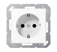 Штепсельная розетка SCHUKO 16А / 250В, с защитными шторками, пружинные зажимы; дюропласт; белый; A500  A1520KIWW  Jung