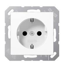 Штепсельная розетка SCHUKO 16А / 250В, с защитными шторками, пружинные зажимы; дюропласт; белый; A500  A1520KIWW  Jung