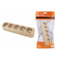 Колодка розеточная 5 гнезд 2П+3 16А 250В "Эко" (сосна)   SQ1806-0054  TDM