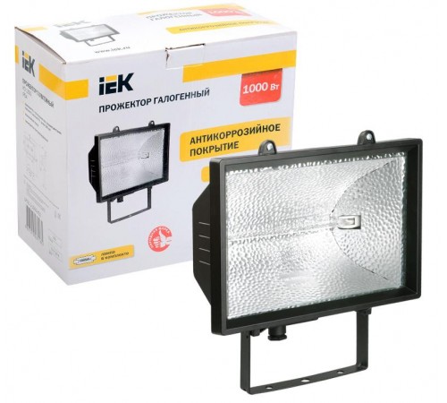 Прожектор галогенный ИО 1000 1000Вт IP54 черный  LPI01-1-1000-K02  IEK