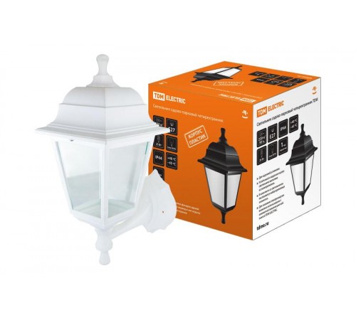 Светильник садово-парковый НБУ 04-60-001 60Вт ЛН/КЛЛ/LED Е27 IP44 четырехгранник, настенный, пластик, белый  SQ0330-0734  TDM