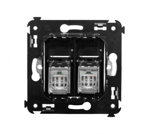 Компьютерная розетка RJ-45 в стену, кат.5e двойная экранированная,"Avanti", "Черный матовый"  4412364  DKC