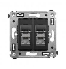 Компьютерная розетка RJ-45 в стену, кат.5e двойная экранированная,"Avanti", "Черный матовый"  4412364  DKC