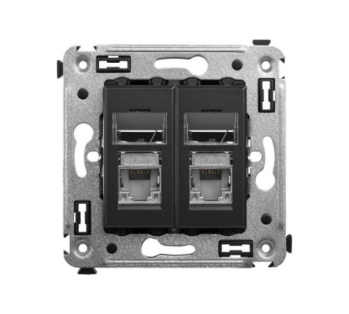 Компьютерная розетка RJ-45 в стену, кат.5e двойная экранированная,"Avanti", "Черный матовый"  4412364  DKC