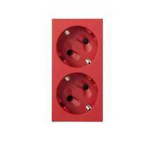 Simon CIMA 500 Розетка двойная 2P+E Schuko, шторки, 16А, 250В, клеммы: зажим+1Click, 50х100мм, 500 CIMA, красный  50000432-037  Simon