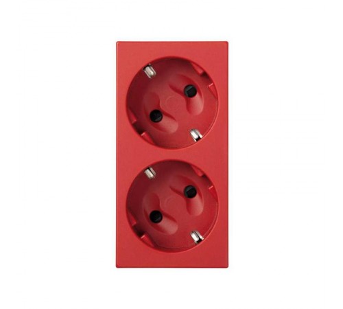 Simon CIMA 500 Розетка двойная 2P+E Schuko, шторки, 16А, 250В, клеммы: зажим+1Click, 50х100мм, 500 CIMA, красный  50000432-037  Simon