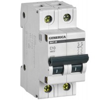 Выключатель автоматический двухполюсный ВА47-29 10А C 4,5кА  MVA25-2-010-C  GENERICA