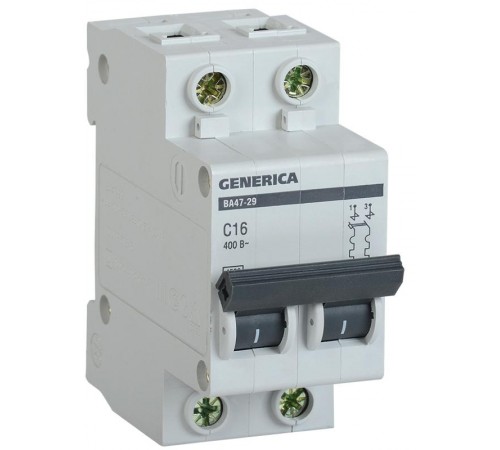 Выключатель автоматический двухполюсный ВА47-29 40А C 4,5кА  MVA25-2-040-C  GENERICA