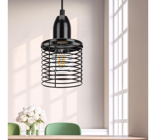 Светильник подвесной PL5 BK металл, E27, max 60W, d110 мм, черный  Б0037452  ЭРА