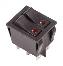 Выключатель клавишный 250V 15А (6с) ON-OFF черный с подсветкой ДВОЙНОЙ  36-2430  REXANT