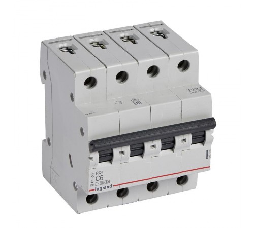 Выключатель автоматический четырехполюсный RX3 4500 6А C 4,5кА  419738  Legrand