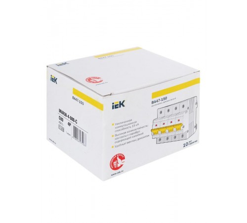 Выключатель автоматический четырехполюсный ВА47-150 80А C 15кА KARAT  MVA50-4-080-C  IEK