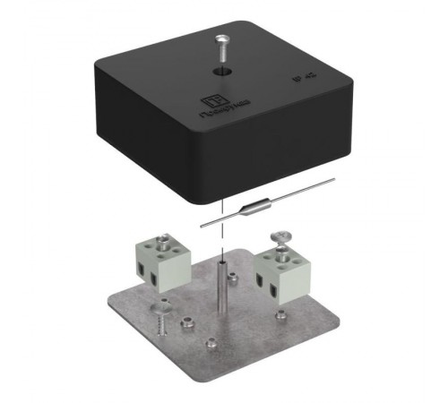 Коробка огнестойкая для кабель-канала 40-0450-FR2.5-4-П Е15-Е120 с термопредохранителем RAL9005 75х75х30 (87 шт/кор) черная  40-0450-9005-FR2.5-4-П 