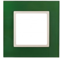 14-5101-27 Рамка на 1 пост, стекло, Эра Elegance, зелёный+сл.кость  Б0034481  ЭРА