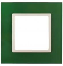 14-5101-27 Рамка на 1 пост, стекло, Эра Elegance, зелёный+сл.кость  Б0034481  ЭРА