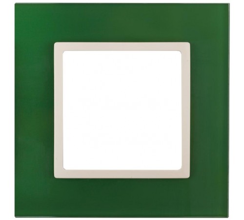 14-5101-27 Рамка на 1 пост, стекло, Эра Elegance, зелёный+сл.кость  Б0034481  ЭРА