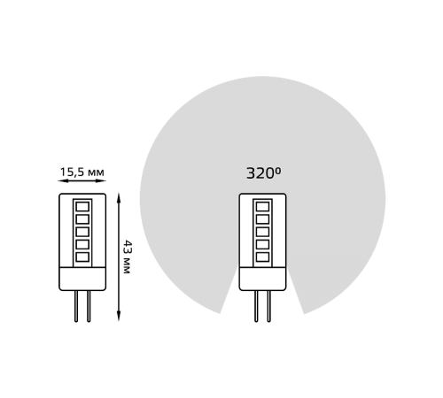 Лампа светодиодная LED 4Вт G4 12В 2700К керамика  207307104  Gauss