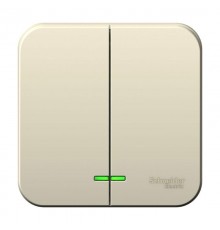 Blanca Молочный О/У с изолирующей пластиной Выключатель 2-клавишный с подсветкой 6А, 250B  BLNVA065112  SE