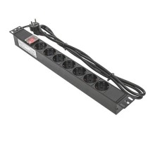 Блок розеток PDU TERACOM 19" 1U 16А/250В 7 розеток Schuko 2 метра 3x1,5 мм2 вилка Schuko  TRC-HPD-LS-16A-7SH-2MSH  EKF