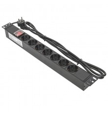 Блок розеток PDU TERACOM 19" 1U 16А/250В 7 розеток Schuko 2 метра 3x1,5 мм2 вилка Schuko  TRC-HPD-LS-16A-7SH-2MSH  EKF