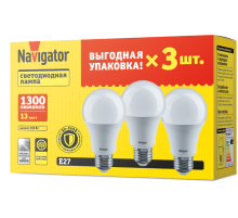 Лампа светодиодная   95 319 NLL-A60-13-230-4K-E27-PACK3  95319  Navigator