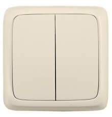 Выключатель открытой установки, двухклавишный, цвет слоновая кость  ВА16-151-01  HEGEL