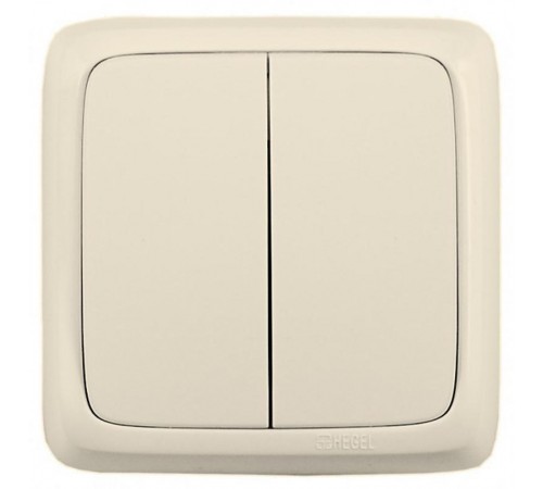 Выключатель открытой установки, двухклавишный, с монтажной пластиной, цвет слонова кость  ВА16-155-01  HEGEL