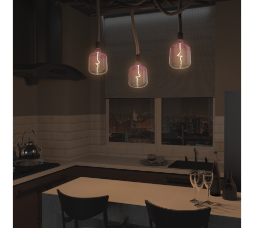 Лампа светодиодная LED Filament Flexible V140-DC Pink-Clear E27 5W 200lm 1800K 140*200mm 1/6  1010802105  Gauss