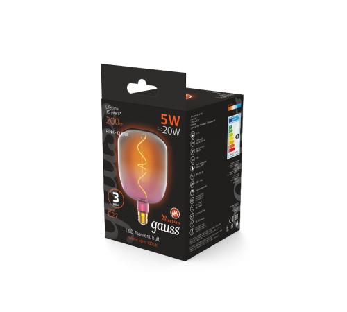 Лампа светодиодная LED Filament Flexible V140-DC Pink-Clear E27 5W 200lm 1800K 140*200mm 1/6  1010802105  Gauss
