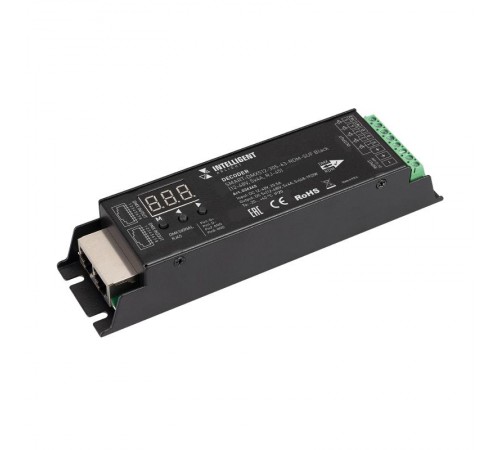 INTELLIGENT ARLIGHT Декодер SMART-DMX512-305-63-RDM-SUF Black (12-48V, 5x4A, RJ-45) (IARL, IP20 Металл, 5 лет)  036245  Arlight