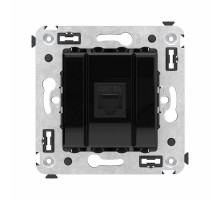Компьютерная розетка RJ-45 без шторки в стену, кат.6А одинарная, "Avanti", "Черный квадрат"  4402673  DKC