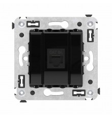 Компьютерная розетка RJ-45 без шторки в стену, кат.6А одинарная, "Avanti", "Черный квадрат"  4402673  DKC