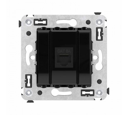 Компьютерная розетка RJ-45 без шторки в стену, кат.6А одинарная, "Avanti", "Черный квадрат"  4402673  DKC