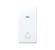 Simon 27 Выключатель 1-кл кнопочный с подсветкой, с пиктограммой "лампа", узкий модуль, 10А 250В, S2  27161-64  Simon