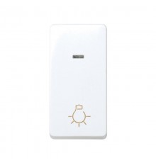 Simon 27 Выключатель 1-кл кнопочный с подсветкой, с пиктограммой "лампа", узкий модуль, 10А 250В, S2  27161-64  Simon