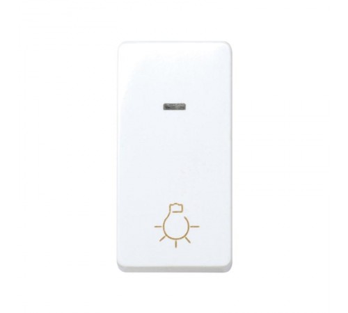 Simon 27 Выключатель 1-кл кнопочный с подсветкой, с пиктограммой "лампа", узкий модуль, 10А 250В, S2  27161-64  Simon