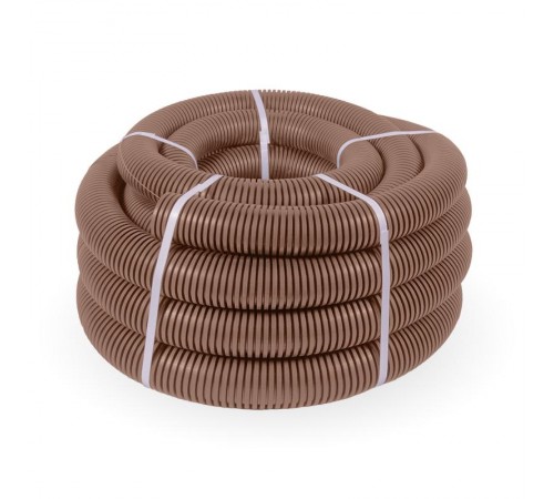 Труба гофрированная ПВХ легкая 350 Н бук д63 (15 м/уп) с/з   PR01.0103  Промрукав