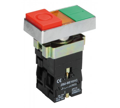 Кнопка управления LAY5-BW8465 "I-O" сдвоенная с подсветкой   BBD40-BW-K51  IEK