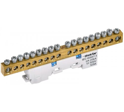 TEKFOR Шина N "ноль" неизолированная на универсальном держателе 8х12-18-С  TF-NN20-18-DL-K07  IEK