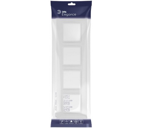 Рамка для розеток и выключателей Elegance 14-5014-01М Classic, на 4 поста, белый матовый  Б0065828  ЭРА