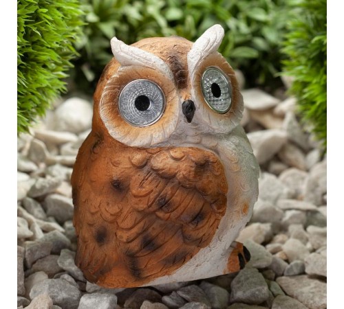 Cветильник садовый декоративный Филин рыжий на солнечной батарее ERAFYS01-11 полистоун, 13 см  Б0044843  ЭРА