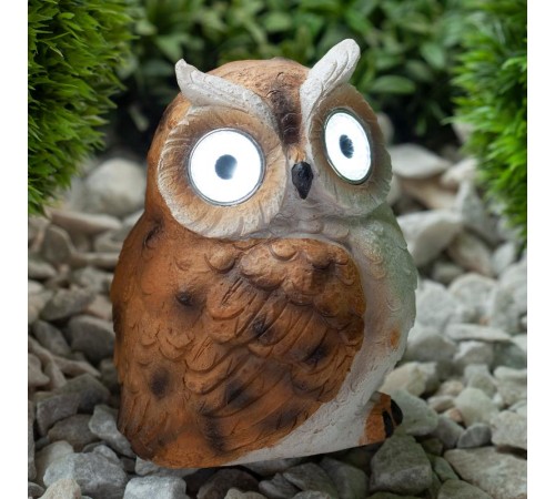 Cветильник садовый декоративный Филин рыжий на солнечной батарее ERAFYS01-11 полистоун, 13 см  Б0044843  ЭРА