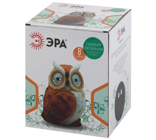 Cветильник садовый декоративный Филин рыжий на солнечной батарее ERAFYS01-11 полистоун, 13 см  Б0044843  ЭРА