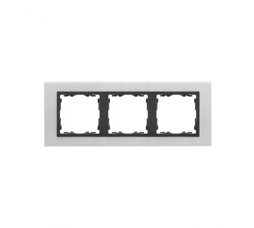 Simon 82 Рамка декоративная, 3 поста, S82 Nature, Металл, матовая сталь-графит  82837-31  Simon